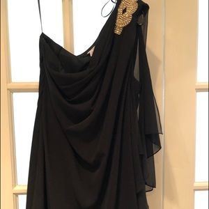 Black evening one shoulder dress